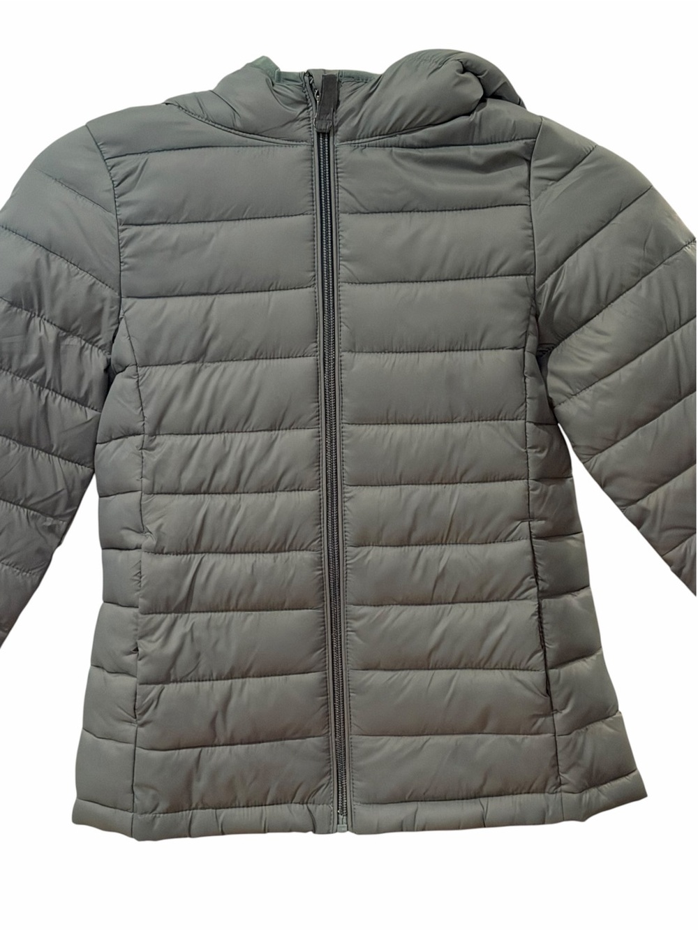 Amazon Essentials Girls Green Hooded Puffer Jacket Size M 8 Lightweight